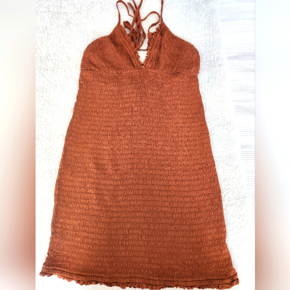 Anthropology Rust Orange Halter Dress